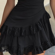 Anita | Mini Abito in Pizzo Nero con Volant