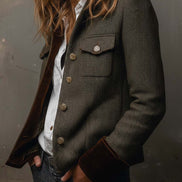 Orsola | Blazer Spigato con Bordo a Contrasto