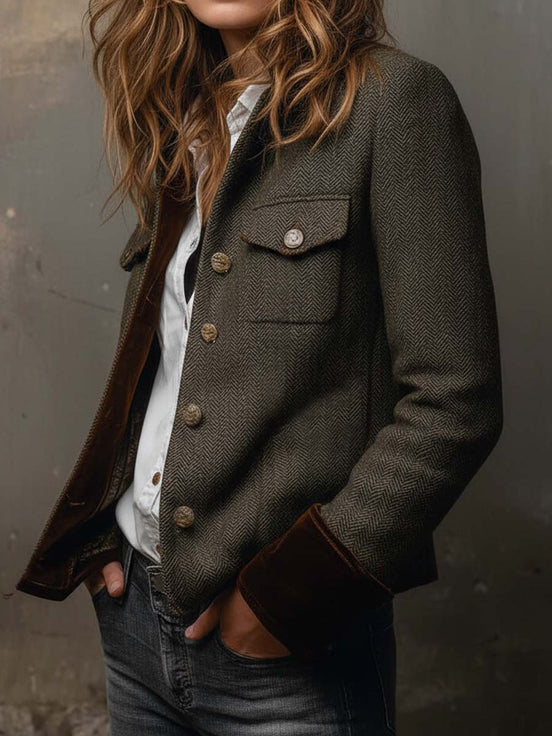 Orsola | Blazer Spigato con Bordo a Contrasto