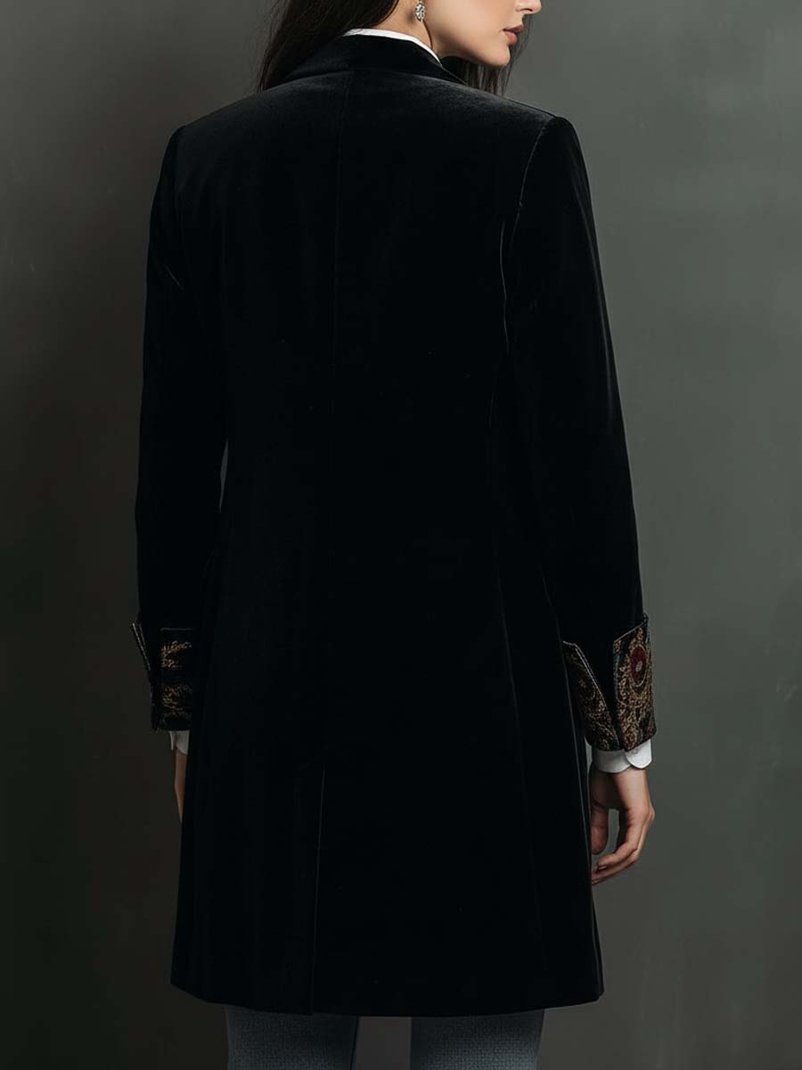Erminia | Blazer Slim Fit Nero con Stampa Barocca