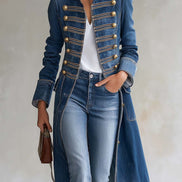 Gabriella | Cappotto Lungo in Denim Stile Militare