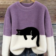 Micaela | Maglione Oversize con Stampa Gatto