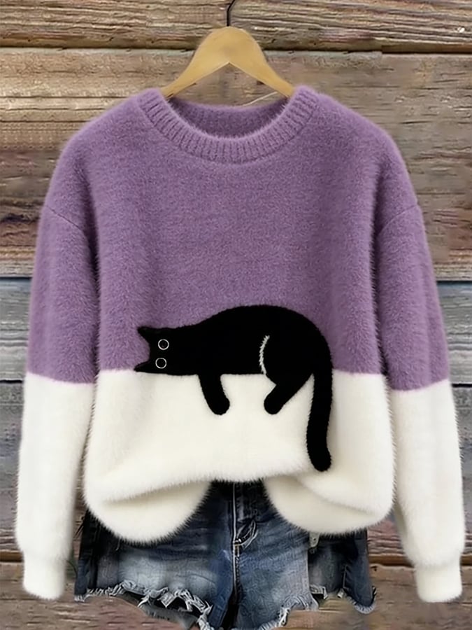 Éloïse | Pull Oversize Imprimé Chat