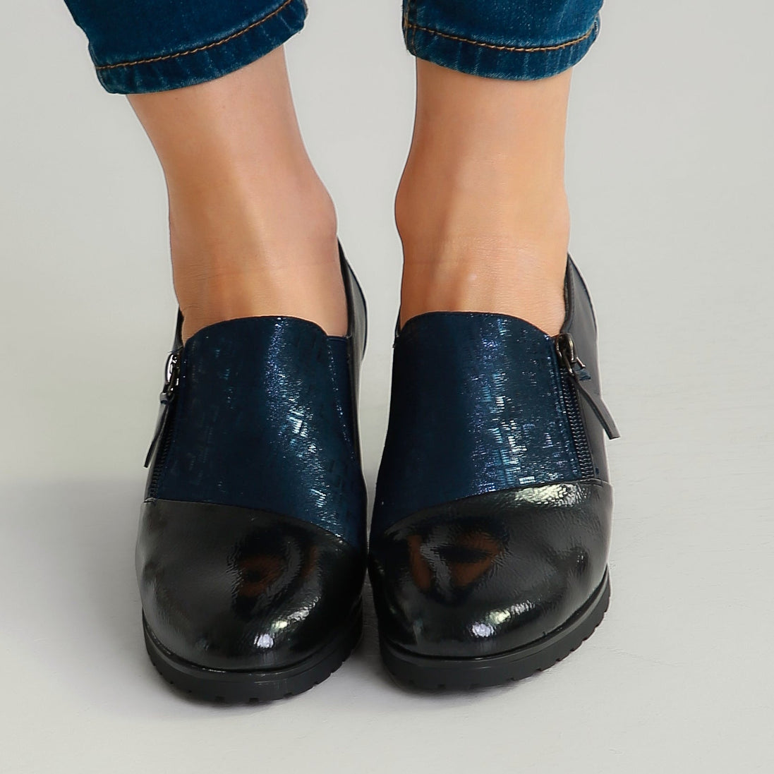 Eloisa | Mocassini con Tacco e Zip Decorativa
