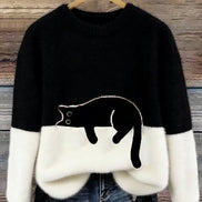 Micaela | Maglione Oversize con Stampa Gatto