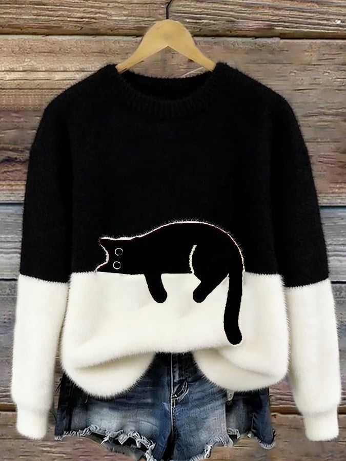 Éloïse | Pull Oversize Imprimé Chat