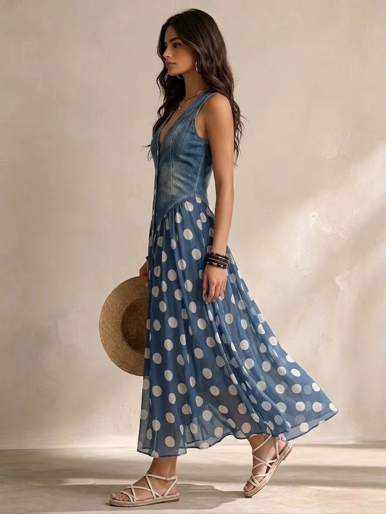 Mafalda | Abito Midi a Pois in Chiffon