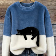 Micaela | Maglione Oversize con Stampa Gatto