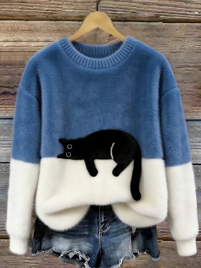 Éloïse | Pull Oversize Imprimé Chat