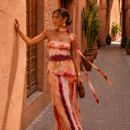 Ines | Abito lungo stampato con scollo a fascia