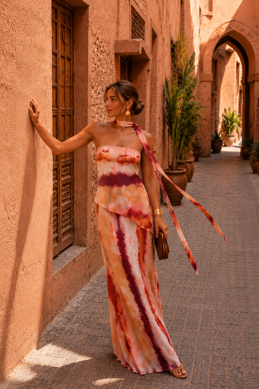Ines | Abito lungo stampato con scollo a fascia