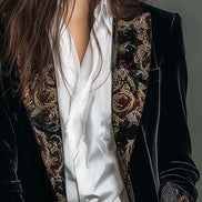 Erminia | Blazer Slim Fit Nero con Stampa Barocca