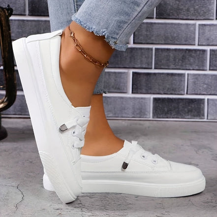 Elowen – Scarpe basse ortopediche da donna bianche con lacci – Soletta morbida e traspirante