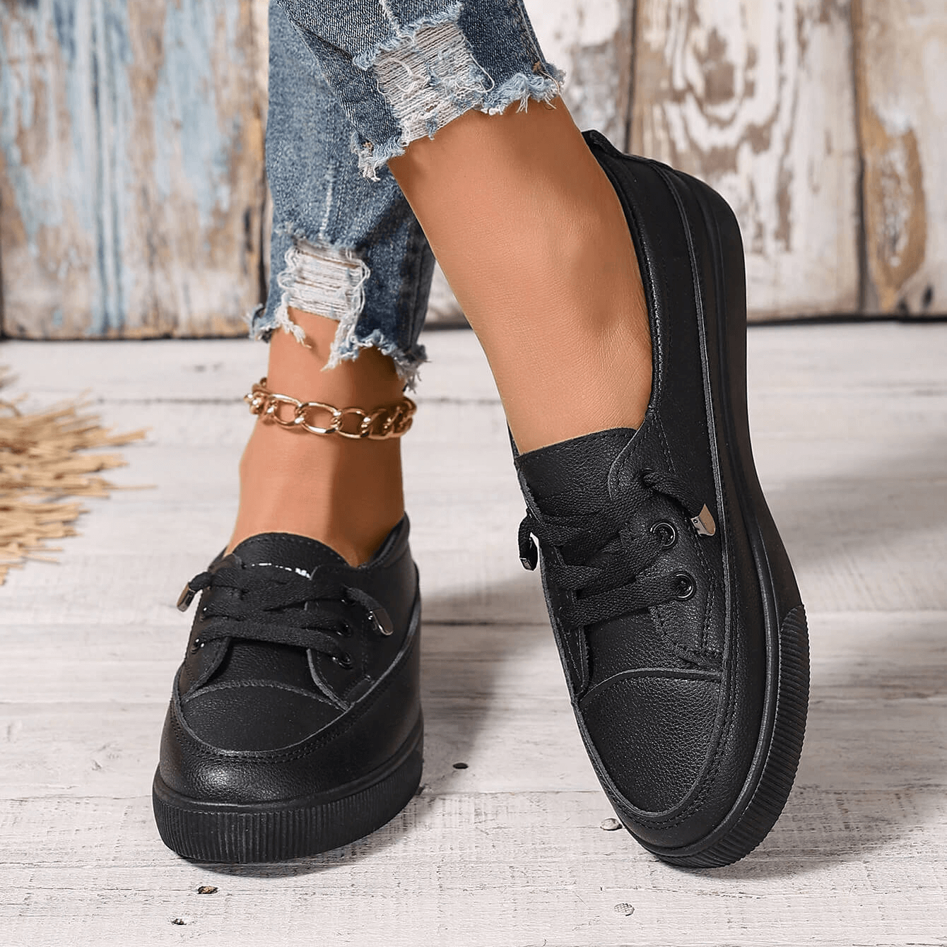 Elowen – Scarpe basse ortopediche da donna bianche con lacci – Soletta morbida e traspirante