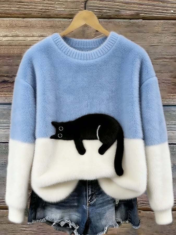 Éloïse | Pull Oversize Imprimé Chat