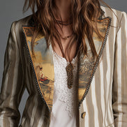 Cassandra | Blazer a Righe Bohémien Kaki