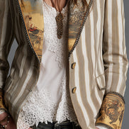 Cassandra | Blazer a Righe Bohémien Kaki