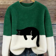 Micaela | Maglione Oversize con Stampa Gatto