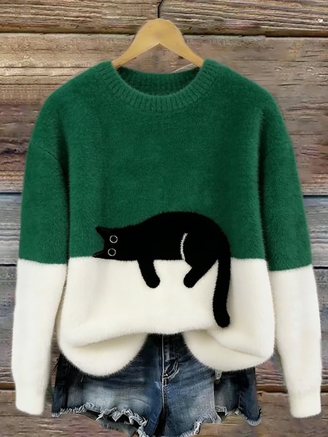 Éloïse | Pull Oversize Imprimé Chat