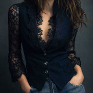 Adelmina | Blazer Nero con Maniche Semi-Trasparenti