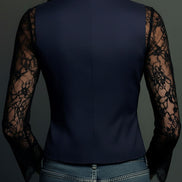 Adelmina | Blazer Nero con Maniche Semi-Trasparenti