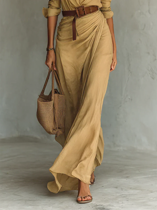 Benedetta | Maxi abito con revers e cintura in vita