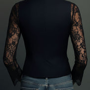Adelmina | Blazer Nero con Maniche Semi-Trasparenti