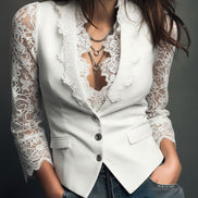 Adelmina | Blazer Nero con Maniche Semi-Trasparenti
