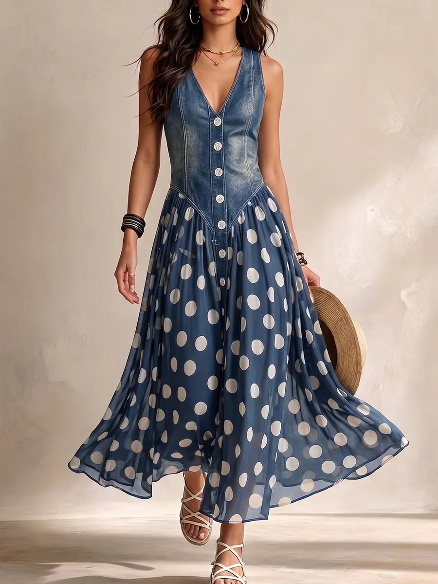Mafalda | Abito Midi a Pois in Chiffon