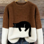 Micaela | Maglione Oversize con Stampa Gatto