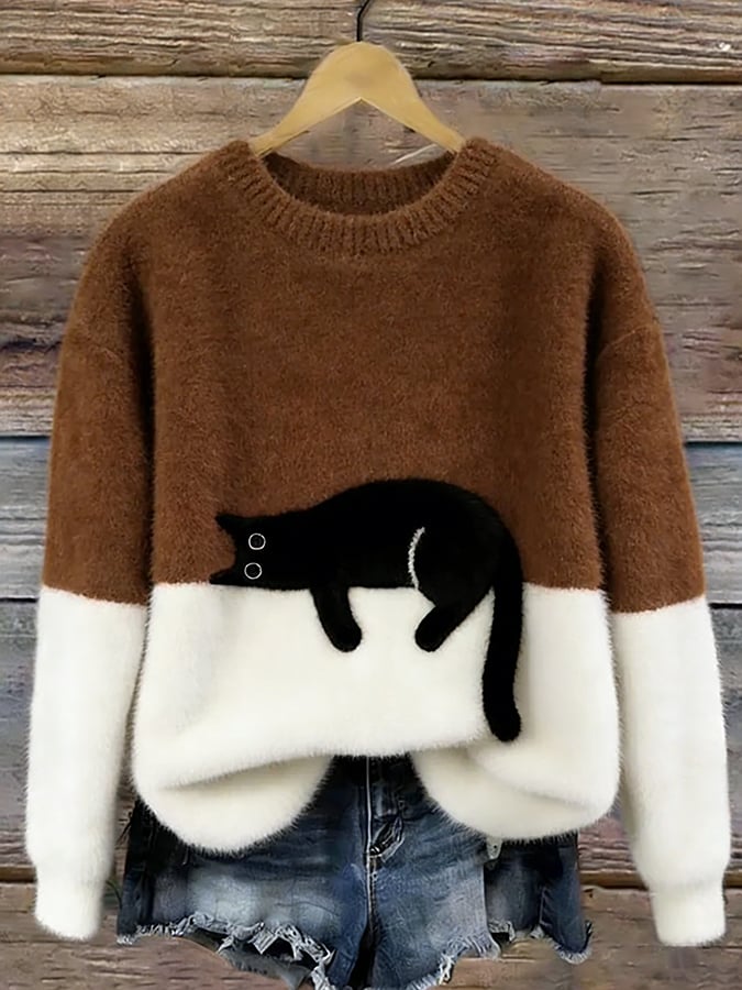 Éloïse | Pull Oversize Imprimé Chat