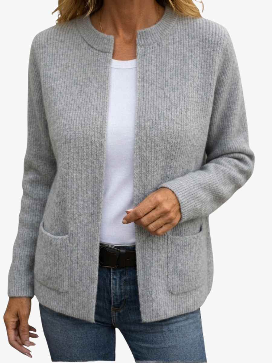 Romana | Cardigan con Zip in Maglia Calda con Tasche