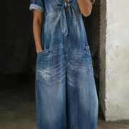 Maya | Tuta Corta Denim con Scollo a V