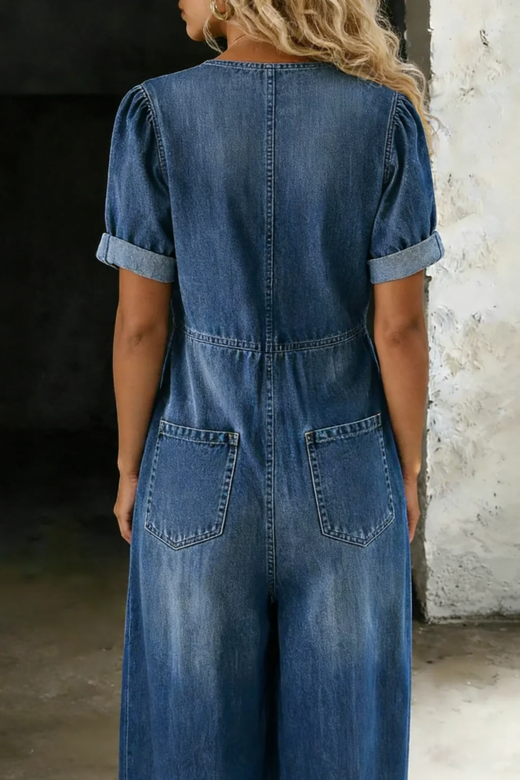Maya | Tuta Corta Denim con Scollo a V