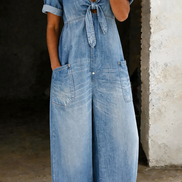 Maya | Tuta Corta Denim con Scollo a V
