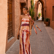 Ines | Abito lungo stampato con scollo a fascia