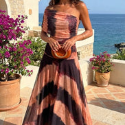 Carmen | Abito lungo con stampa arancione e marrone