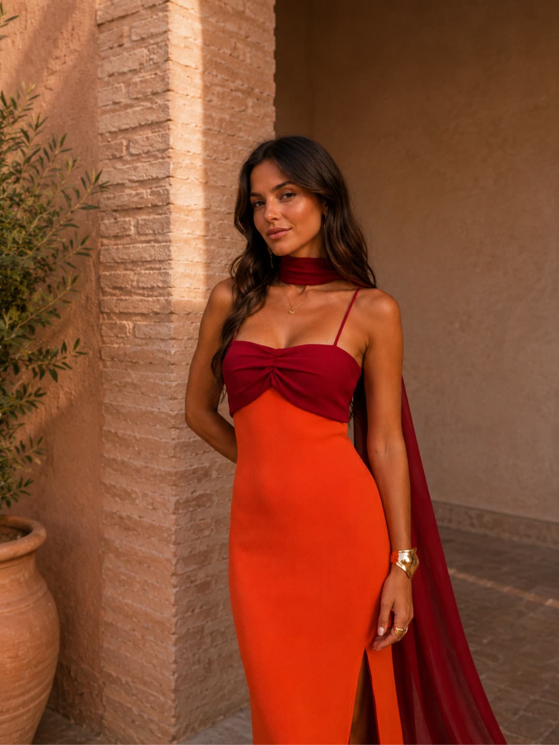 Zaira | Abito lungo drappeggiato bicolore, edizione limitata