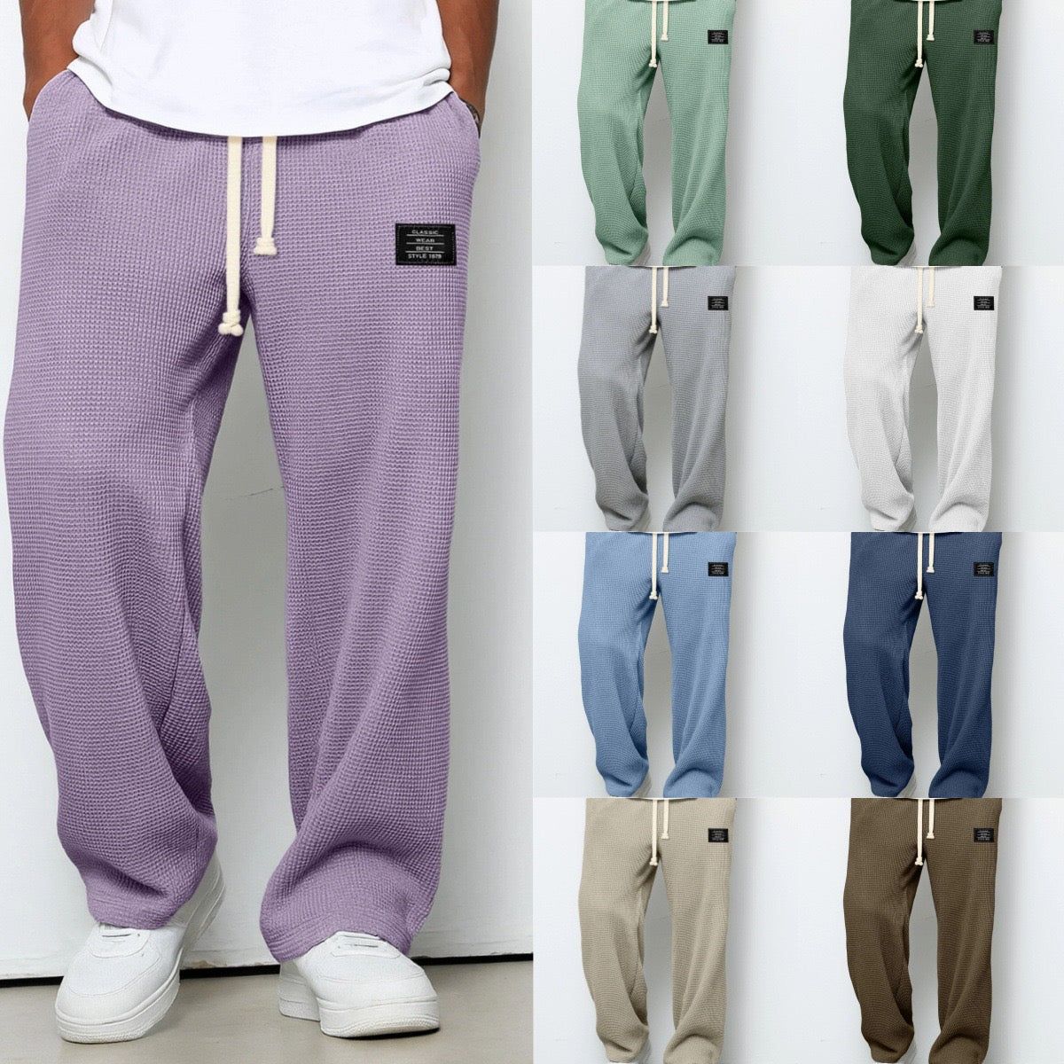 Leroy| Pantaloni Larghi con Trama a Nido d’Ape