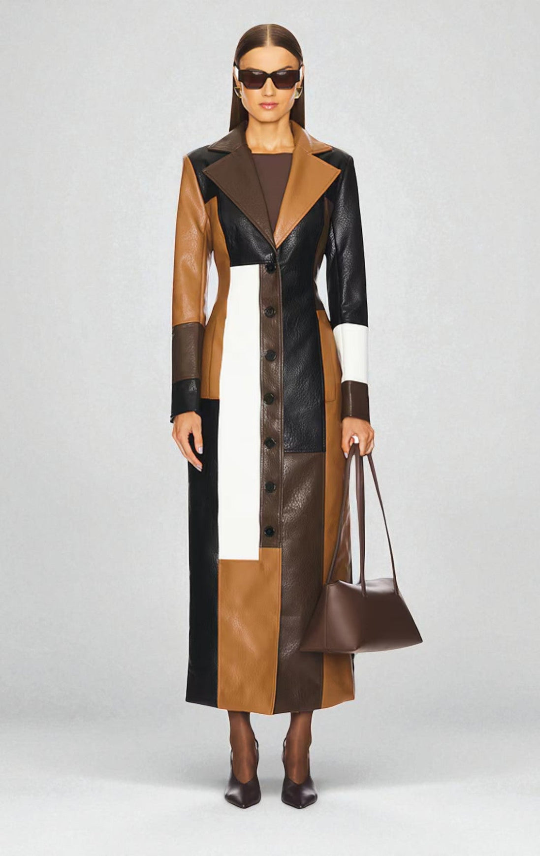 Giuditta | Cappotto Patchwork Effetto Pelle