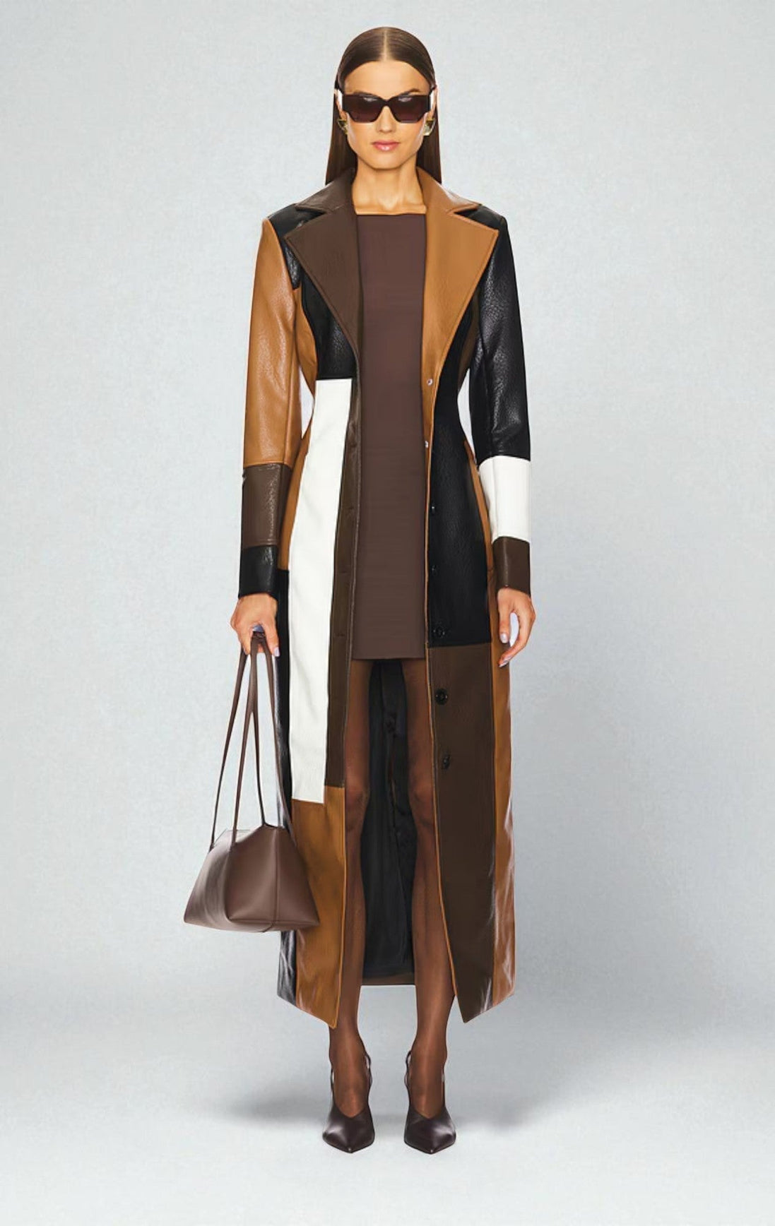 Giuditta | Cappotto Patchwork Effetto Pelle