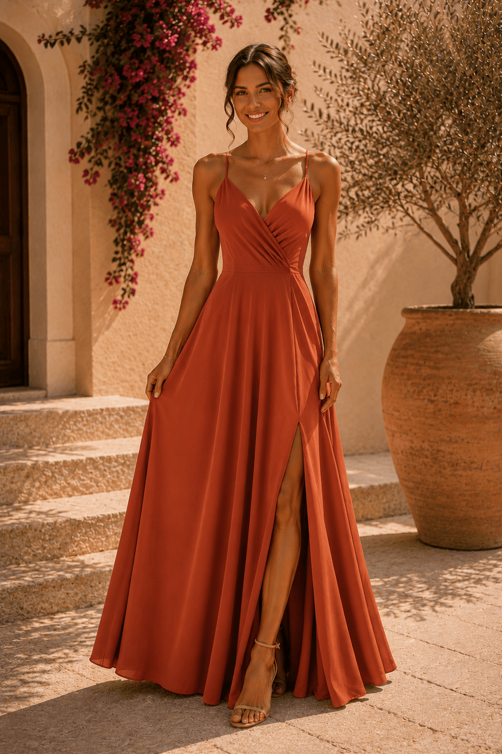 Martina | Abito lungo terracotta