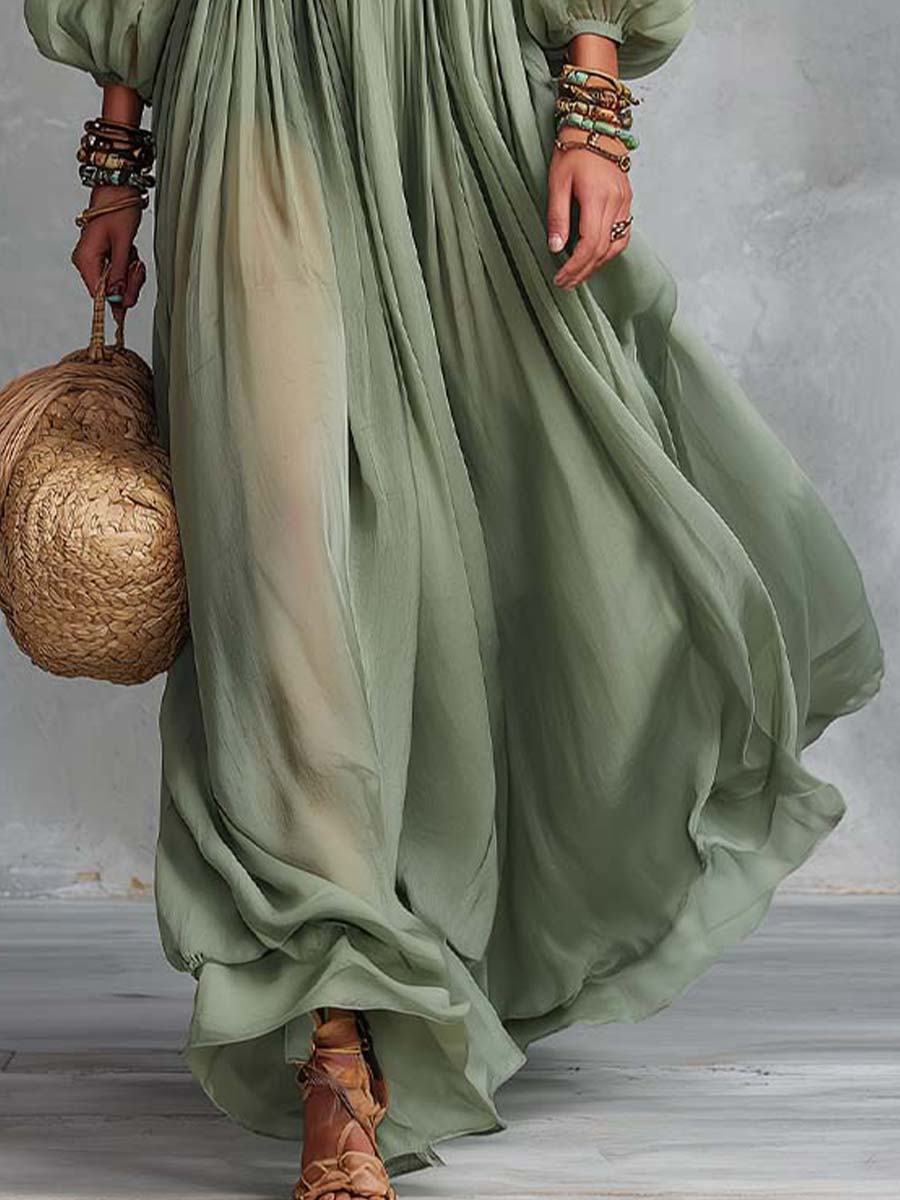 Ottavia | Abito maxi bohemien con stampa floreale