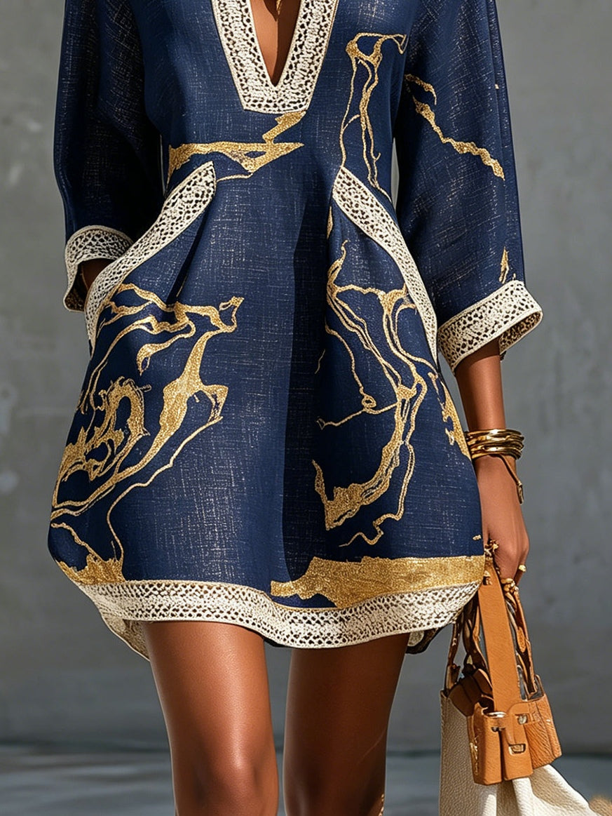 Asia | Mini Abito in Pizzo Blu Navy