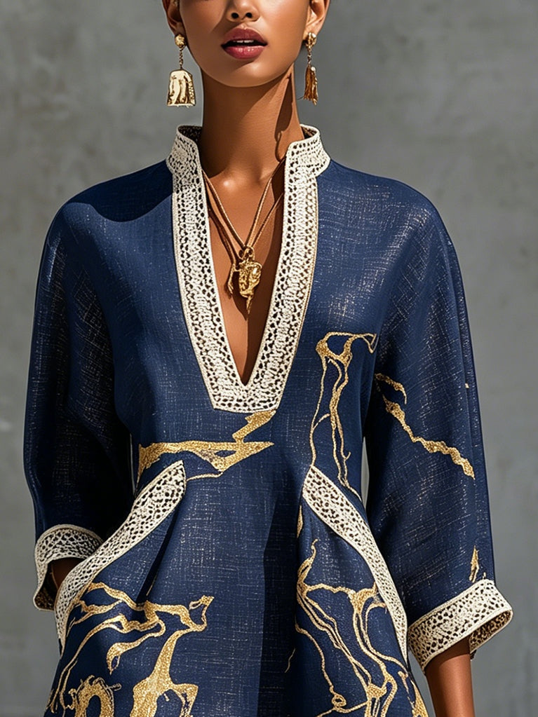 Asia | Mini Abito in Pizzo Blu Navy
