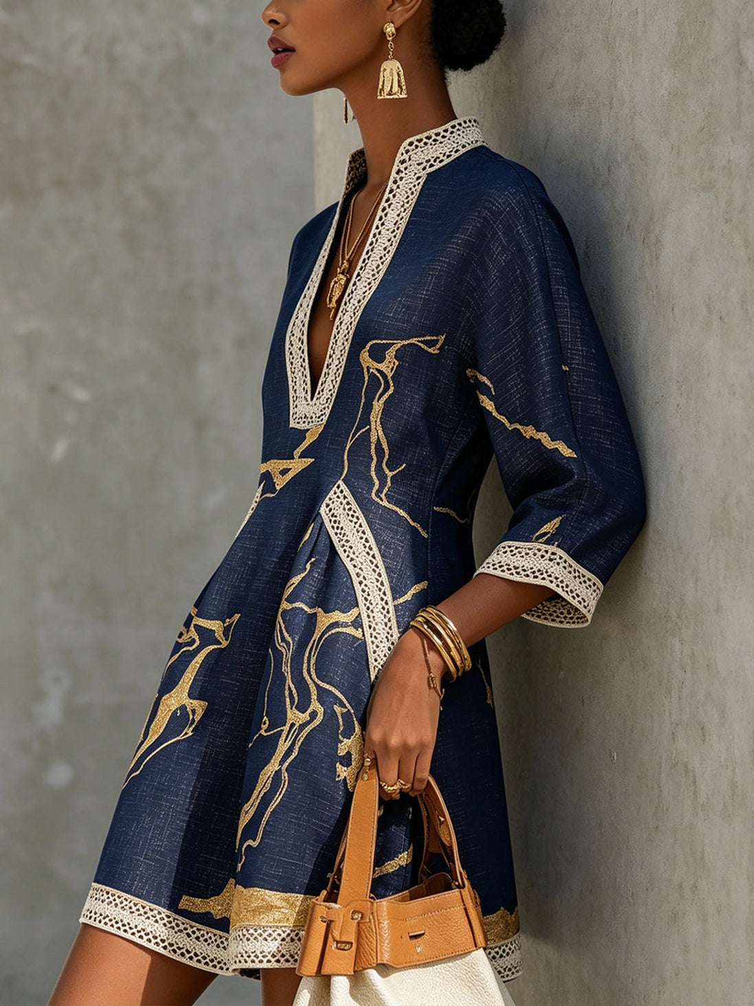 Asia | Mini Abito in Pizzo Blu Navy
