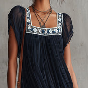 Orsola | Mini Abito in Chiffon Ricamato