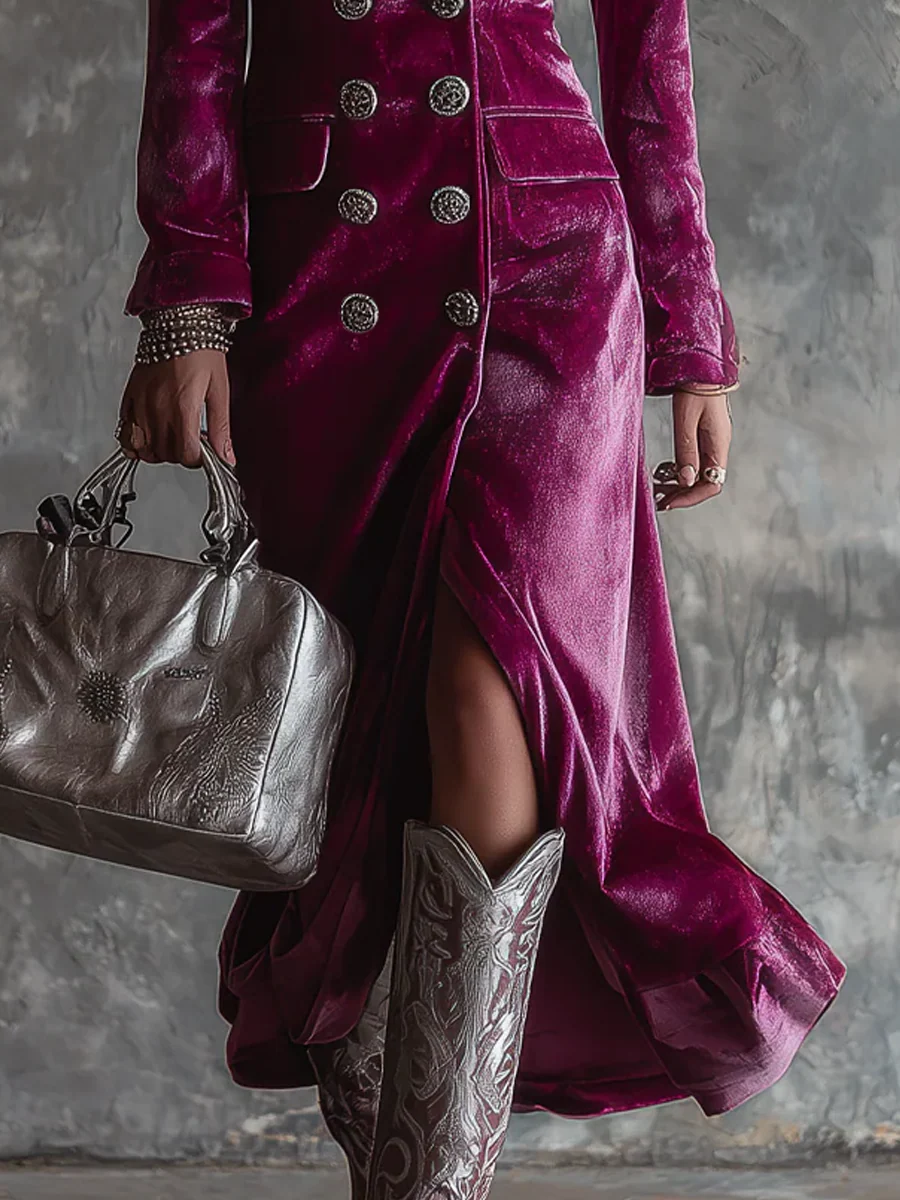 Celeste | Welurowa Sukienka Blazer Maxi