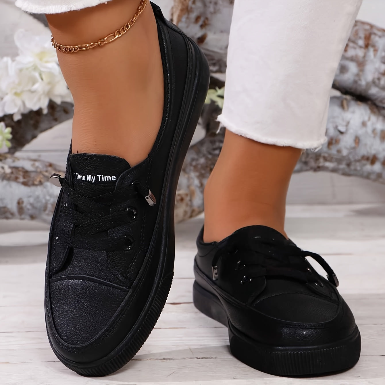 Elowen – Scarpe basse ortopediche da donna bianche con lacci – Soletta morbida e traspirante