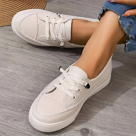 Elowen – Scarpe basse ortopediche da donna bianche con lacci – Soletta morbida e traspirante